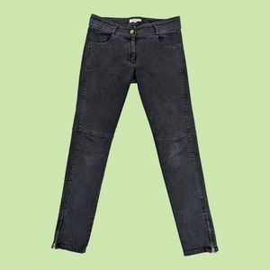 Emerson Fry Black Mick Distressed Moto Zipper Women Jeans Size 4‎